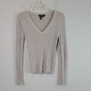 Lauren Ralph Lauren Metallic V-Neck Sweater